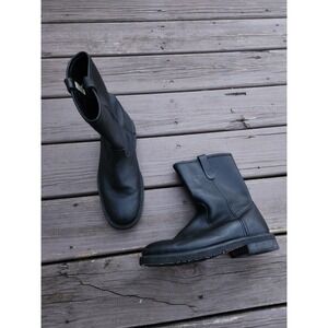 Vintage‎ 70s Mason Western Boots Black Leather Pull On Biker Work Mens 8E2 Wide